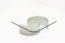 French Luxury Stainless Steel and Glass Coffee Table 1970s