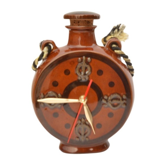 Image 1 of Vintage ceramic water bottle wall clock for Upg Halle, Germany 1970