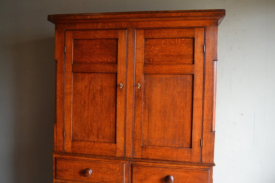 Image 1 of Antique English Oak Cabinet.