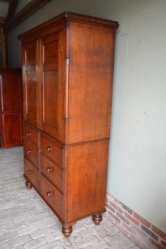 Image 1 of Antique English Oak Cabinet.