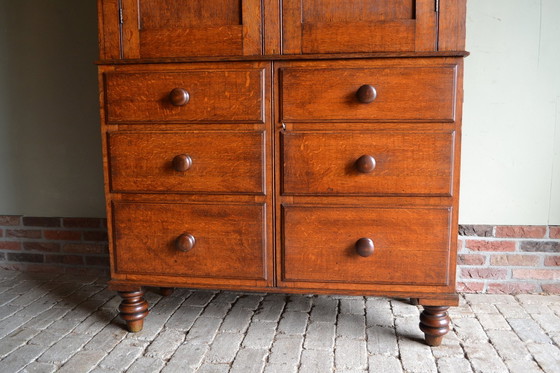 Image 1 of Antique English Oak Cabinet.