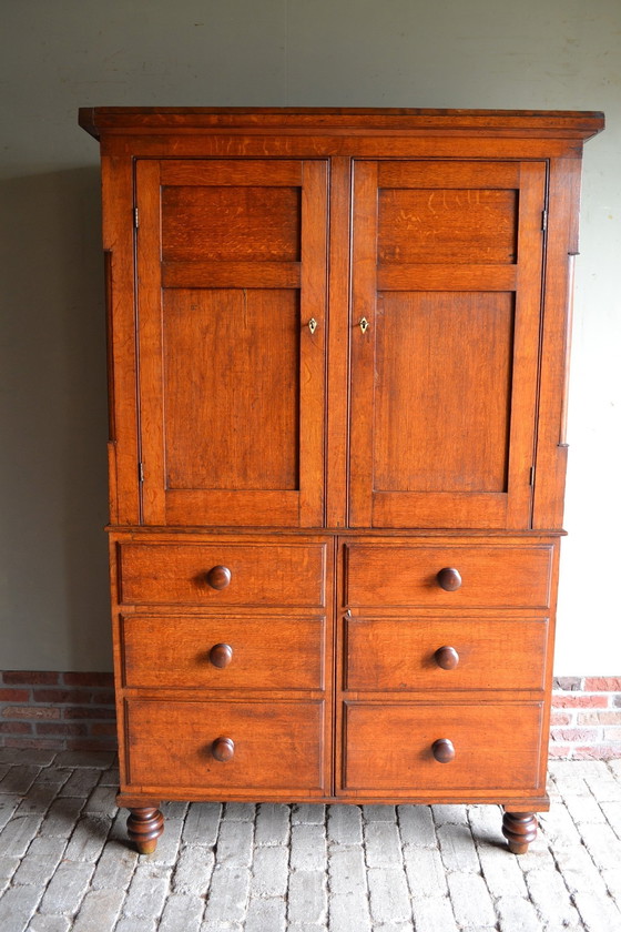 Image 1 of Antique English Oak Cabinet.