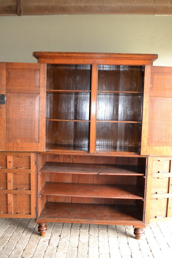 Image 1 of Antique English Oak Cabinet.