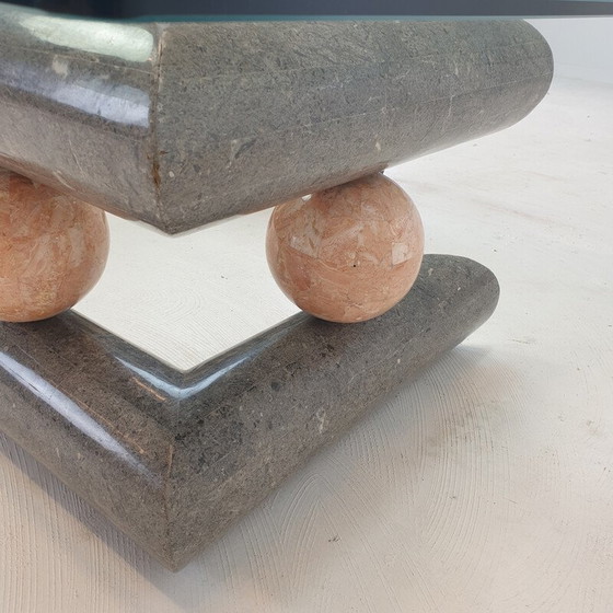 Image 1 of Tavolino da caffè vintage in pietra fossile, anni '80
