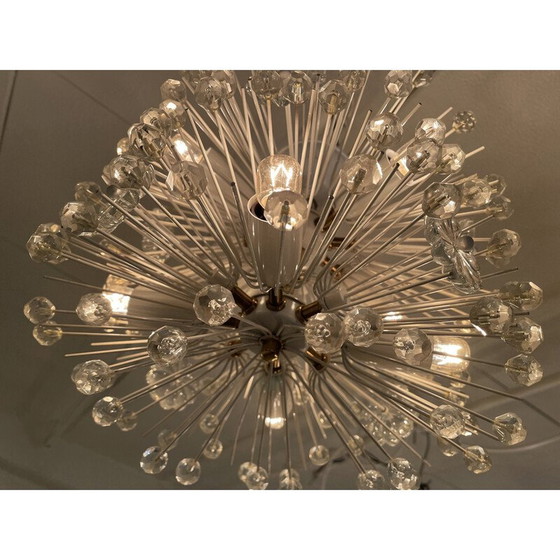 Image 1 of Vintage bohemian glass and brass pendant lamp by Emil Stejnar, Austria 1960
