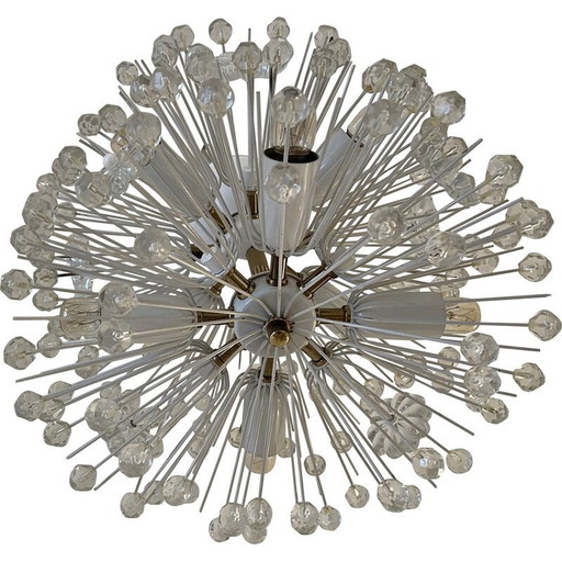Vintage bohemian glass and brass pendant lamp by Emil Stejnar, Austria 1960