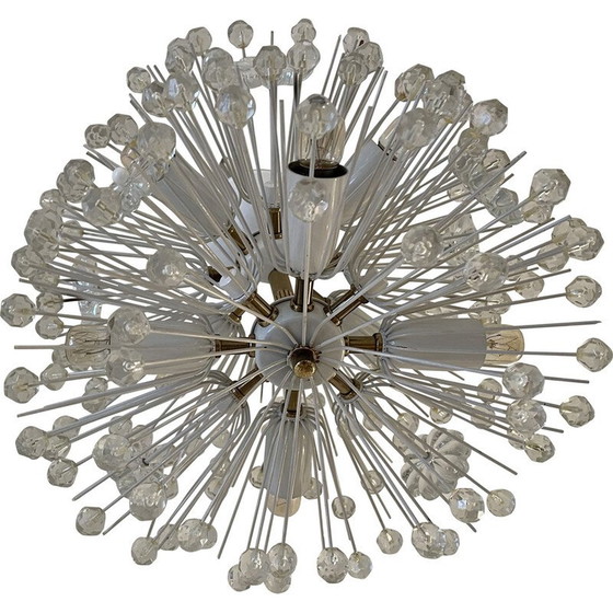 Image 1 of Vintage bohemian glass and brass pendant lamp by Emil Stejnar, Austria 1960