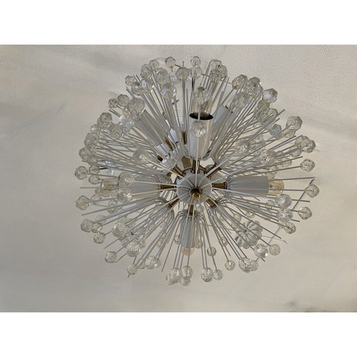 Vintage bohemian glass and brass pendant lamp by Emil Stejnar, Austria 1960