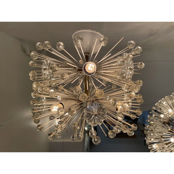 Image 1 of Vintage bohemian glass and brass pendant lamp by Emil Stejnar, Austria 1960