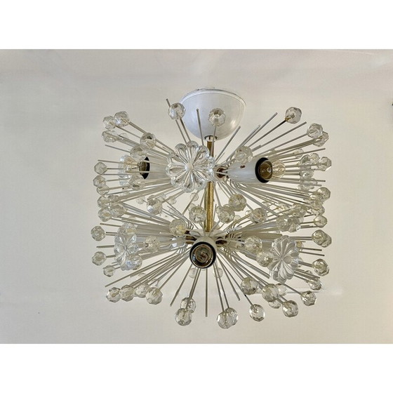 Image 1 of Vintage bohemian glass and brass pendant lamp by Emil Stejnar, Austria 1960
