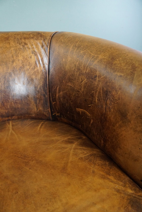 Image 1 of Sheep leather club armchair with signs of wear