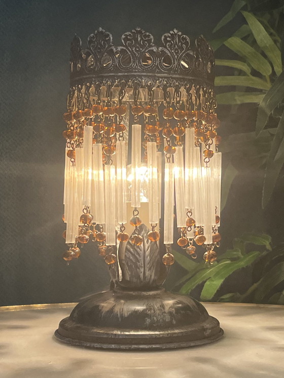 Image 1 of Set Of 2 1920s Style Table Lamps Vintage Opal Glass !