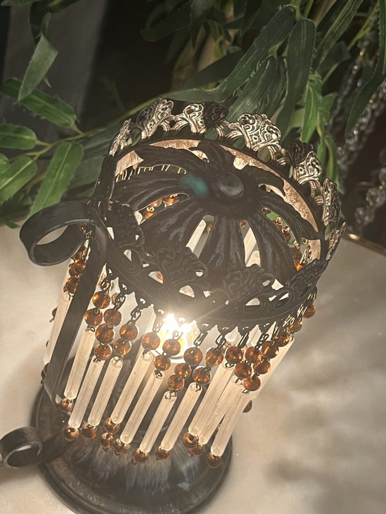 Image 1 of Set Of 2 1920s Style Table Lamps Vintage Opal Glass !