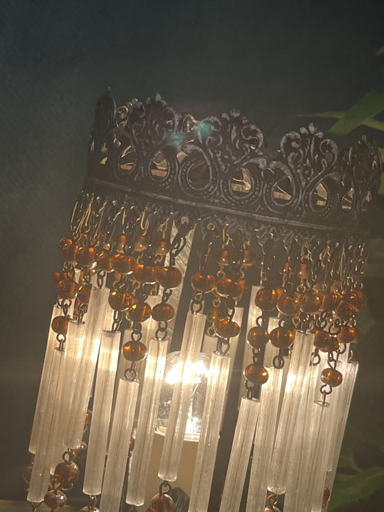 Image 1 of Set Of 2 1920s Style Table Lamps Vintage Opal Glass !