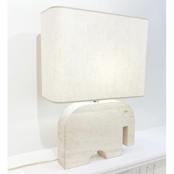 Image 1 of Lámpara de mesa con forma de elefante de travertino de mediados de siglo, diseñada por Fratelli Mannelli para Signa, Italia, déc