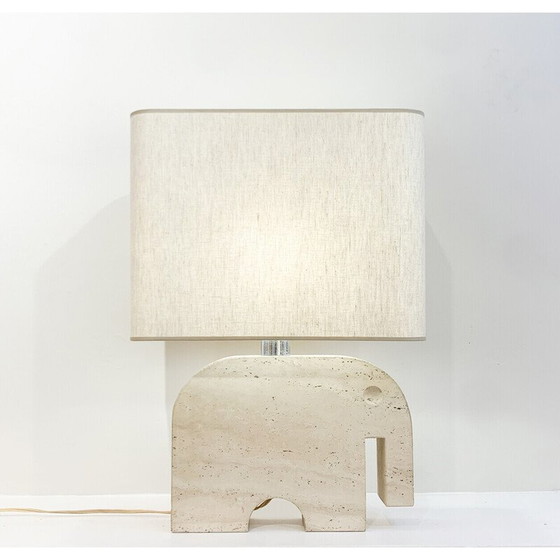 Image 1 of Lámpara de mesa con forma de elefante de travertino de mediados de siglo, diseñada por Fratelli Mannelli para Signa, Italia, déc