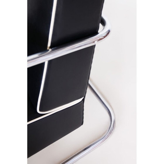 Image 1 of Vintage black leather armchair by Mucke-Melder, 1930s