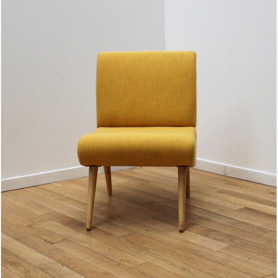 Image 1 of Pair of vintage armchairs in wood and fabric by Pelfran Kiss for Maison du Monde