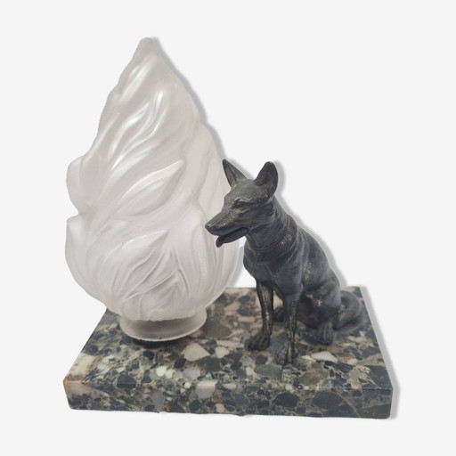 Art Deco Marble Dog Lamp