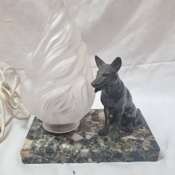 Image 1 of Art Deco Marble Dog Lamp