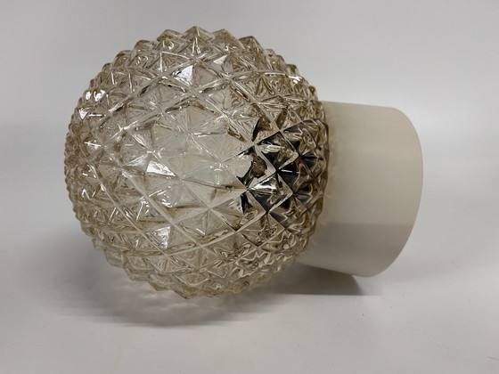 Image 1 of Lampada da soffitto 2X Mid-Century color oro/ambra con attacchi Niko in bachelite