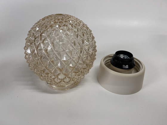 Image 1 of Lampada da soffitto 2X Mid-Century color oro/ambra con attacchi Niko in bachelite