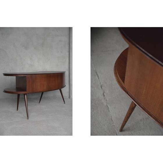 Image 1 of Customized vintage boomerang desk in wenge wood with organic shape, Netherlands 1960