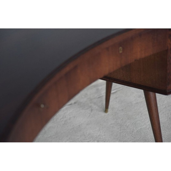 Image 1 of Customized vintage boomerang desk in wenge wood with organic shape, Netherlands 1960