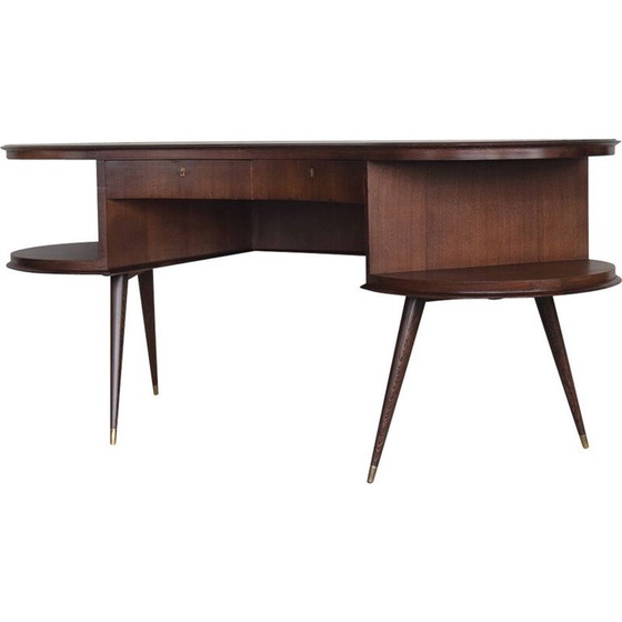 Image 1 of Customized vintage boomerang desk in wenge wood with organic shape, Netherlands 1960