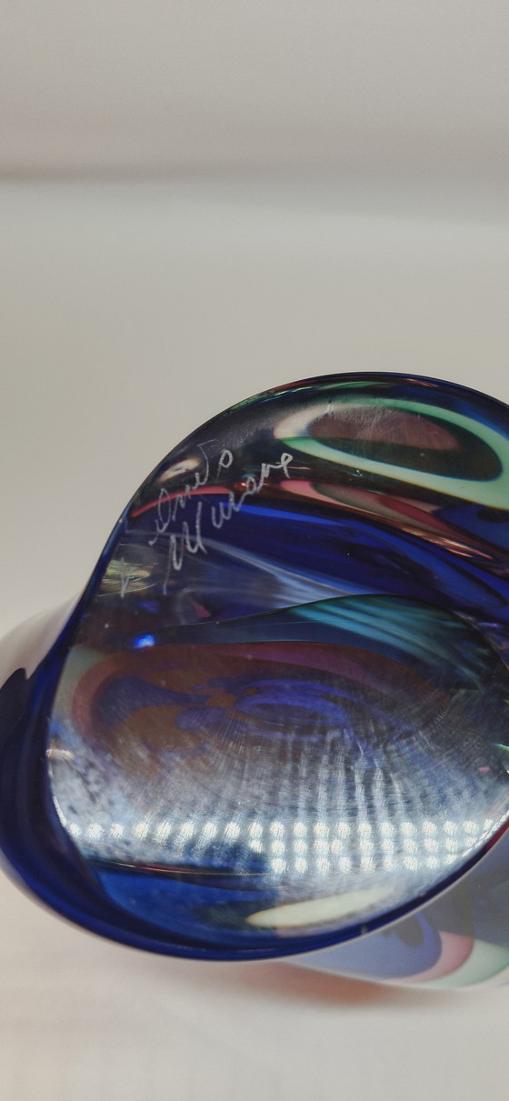 Image 1 of Large Murano Glass Sommerso Vase Signed 