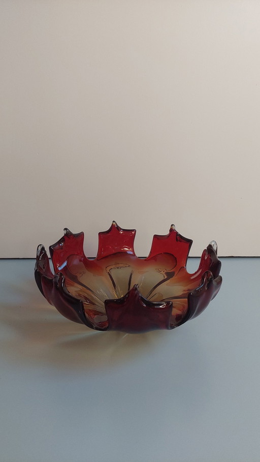 Large Red Murano Coral Bowl