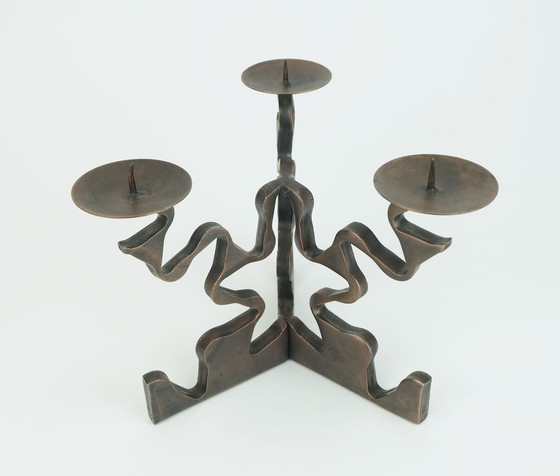 Image 1 of 1960s 1970s mid century brutalist copper CANDLE HOLDER sculptural shape