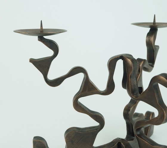 Image 1 of 1960s 1970s mid century brutalist copper CANDLE HOLDER sculptural shape