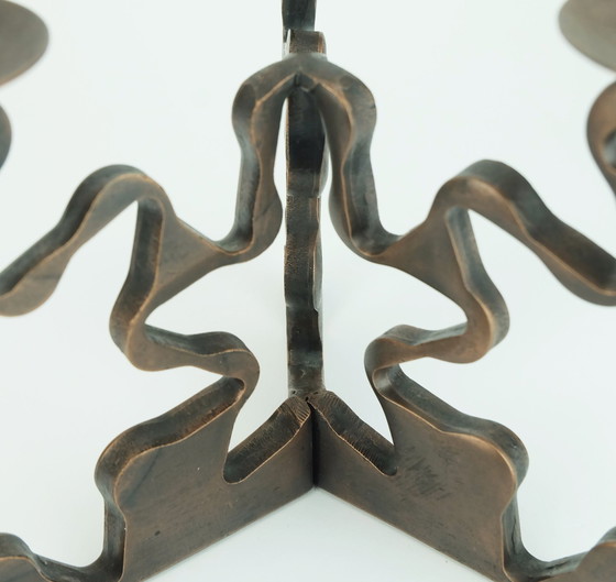 Image 1 of 1960s 1970s mid century brutalist copper CANDLE HOLDER sculptural shape