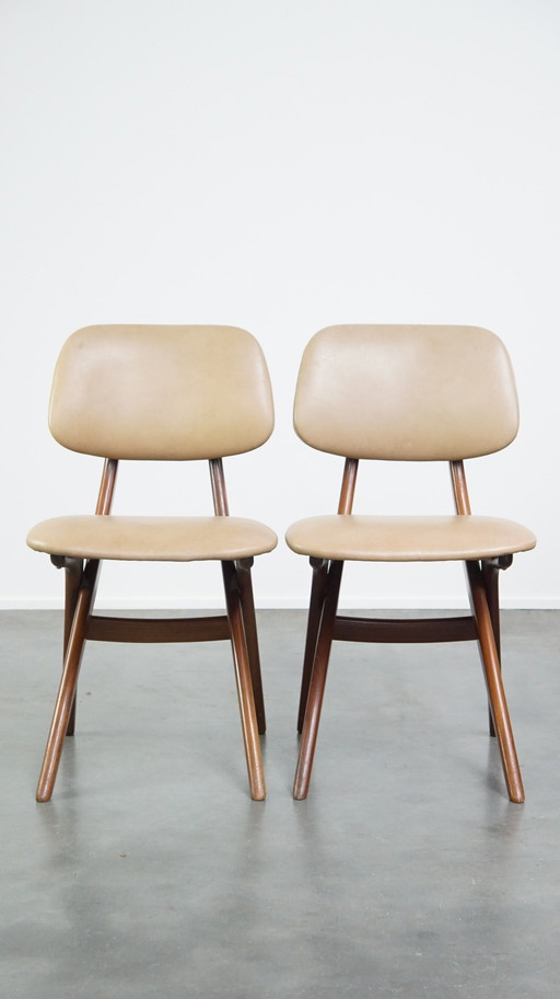 4 X Teak 60s Vintage Design Scissor Chair By Louis Van Teeffelen