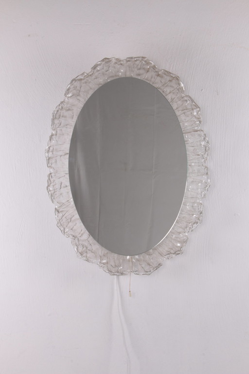 Hillebrand Oval Bathroom Wall Mirror with Lighting and Plexiglas Rim