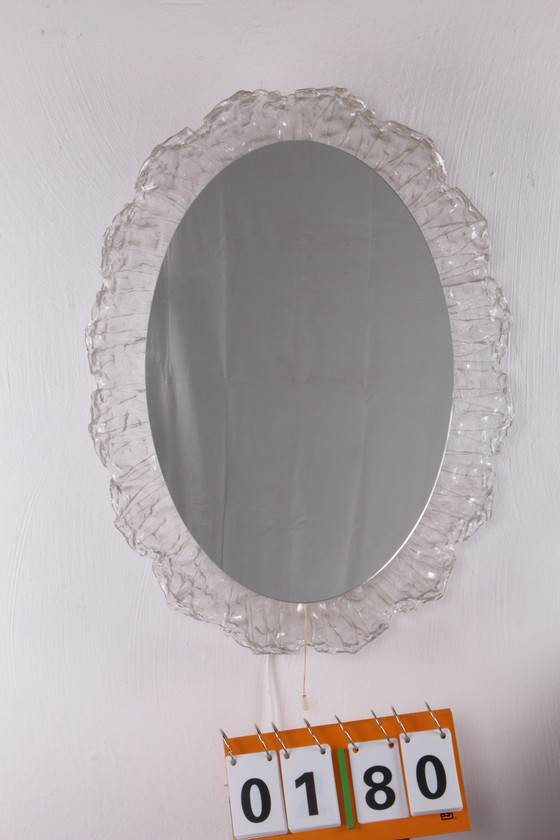 Image 1 of Hillebrand Oval Bathroom Wall Mirror with Lighting and Plexiglas Rim