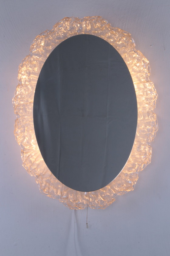 Image 1 of Hillebrand Oval Bathroom Wall Mirror with Lighting and Plexiglas Rim