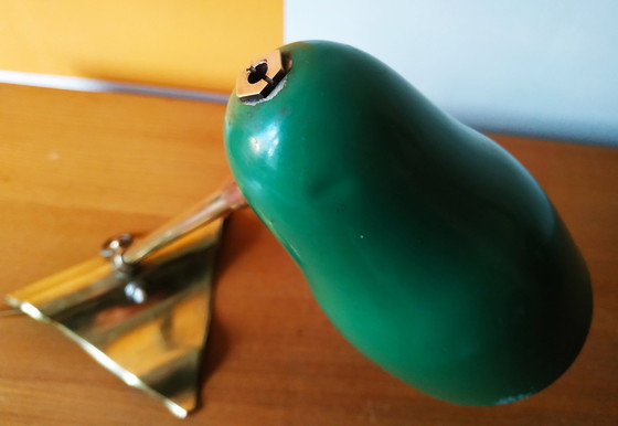Image 1 of Lampada vintage in ottone e metallo laccato verde degli anni '50 di Goût Mategot