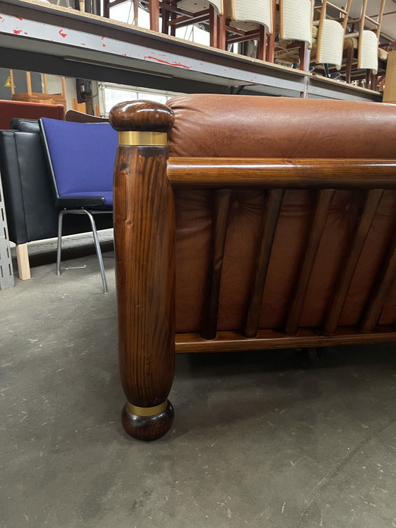 Image 1 of Divano italiano in pelle color cognac, stile moderno di metà secolo, anni '60