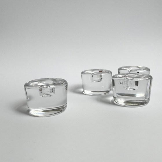 Image 1 of 4 X Orrefors Sweden Crystal Candle Holders 