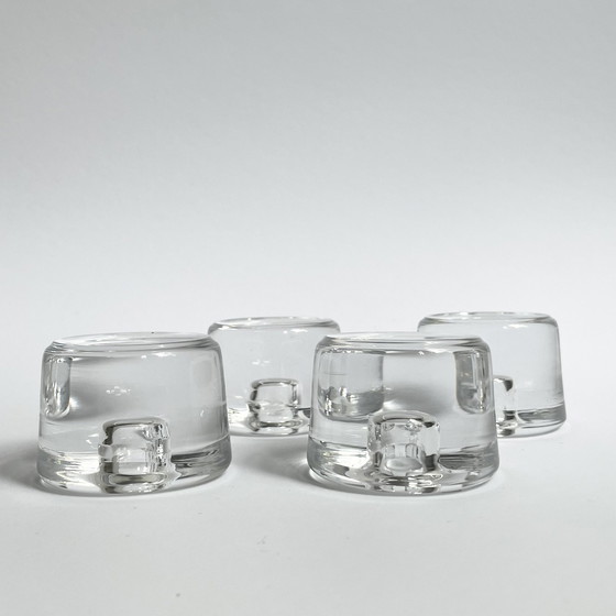 Image 1 of 4 X Orrefors Sweden Crystal Candle Holders 