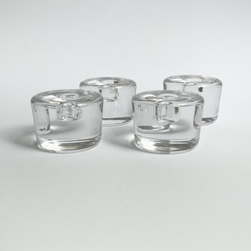 4 X Orrefors Sweden Crystal Candle Holders 