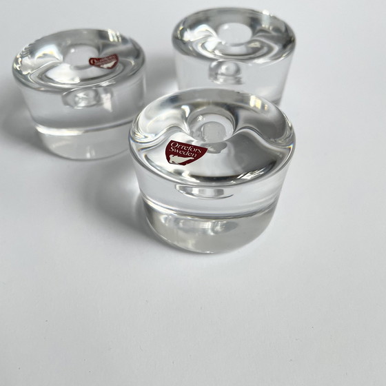 Image 1 of 4 X Orrefors Sweden Crystal Candle Holders 