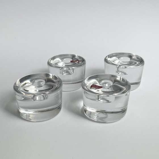 Image 1 of 4 X Orrefors Sweden Crystal Candle Holders 