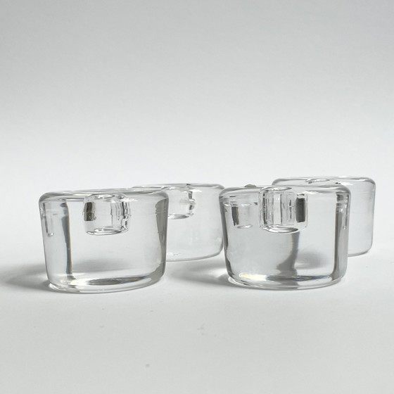 Image 1 of 4 X Orrefors Sweden Crystal Candle Holders 