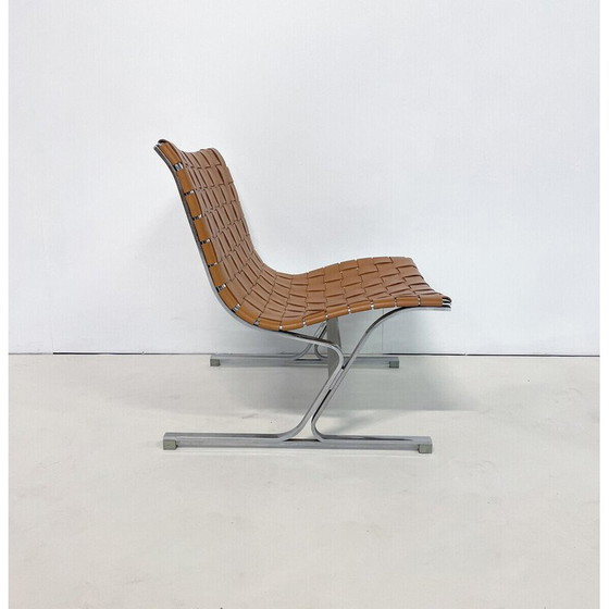 Image 1 of Pair of vintage lounge chairs in cognac leather by Ross Littell for ICF, Italy 1970