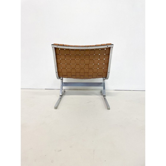 Image 1 of Pair of vintage lounge chairs in cognac leather by Ross Littell for ICF, Italy 1970