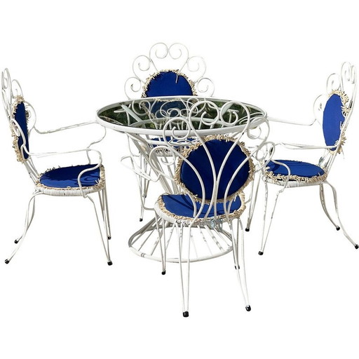 Vintage metal and scoubidou garden furniture, 1950