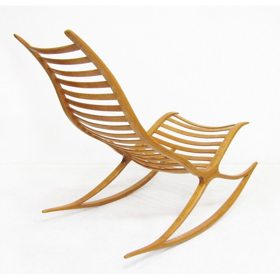 Image 1 of Vintage sculptural Wishbone rocking chair in oakwood by Robin Williams, 1960s